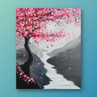 Midnight Sakura Reflections – Acrylic Canvas Wall Art